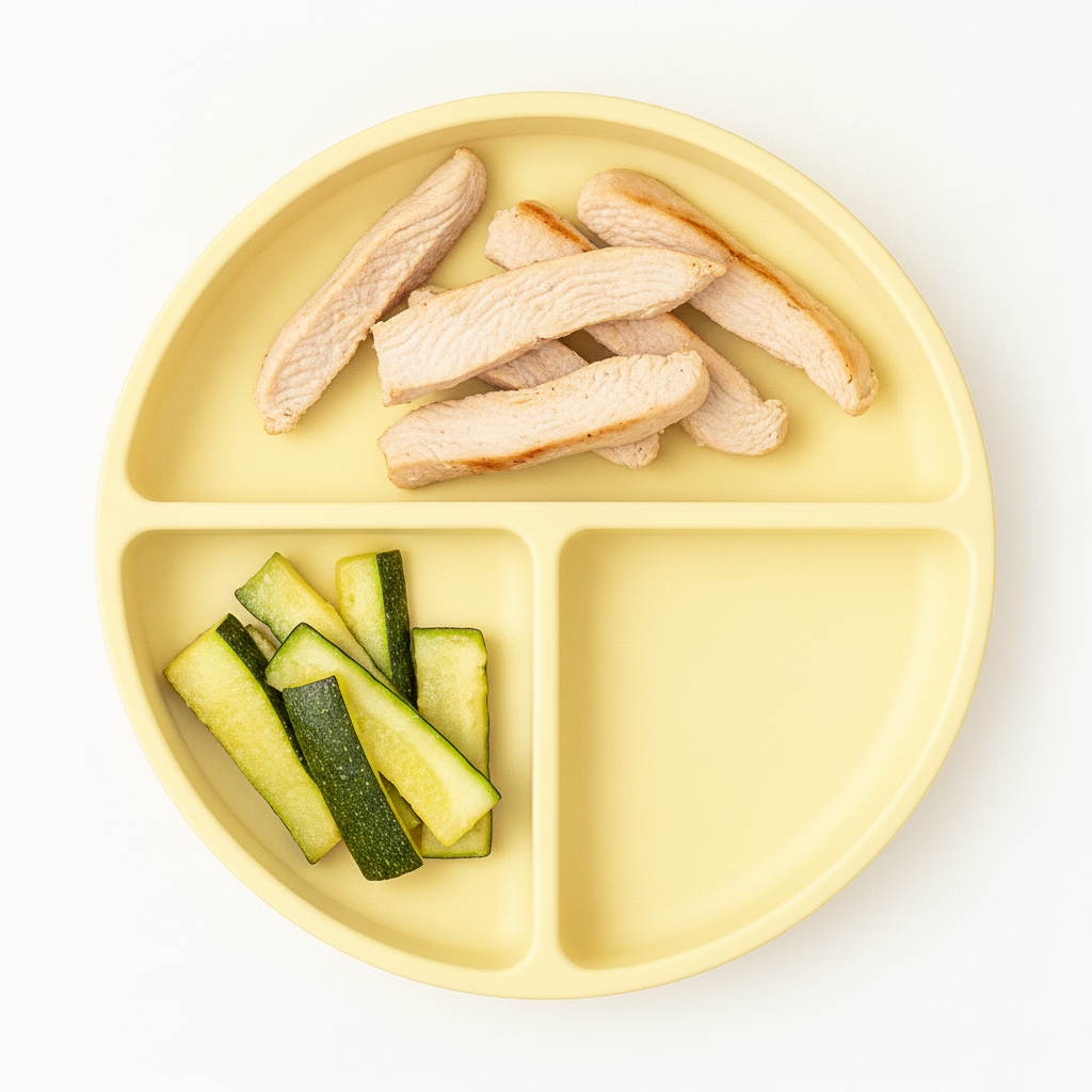 Turkey and Zucchini baby-led weaning plate: how to serve and cut